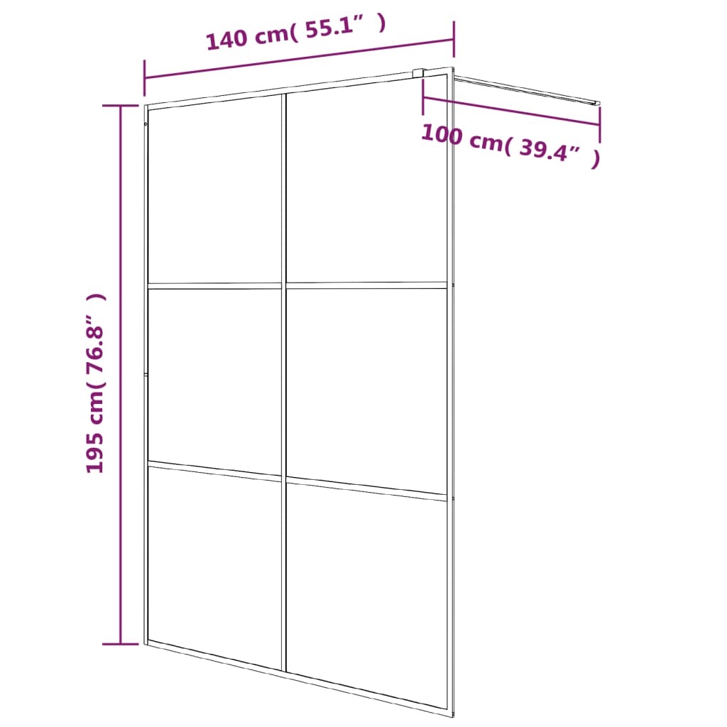 Shower screen for walk-in shower white 140x195 cm ESG clear glass