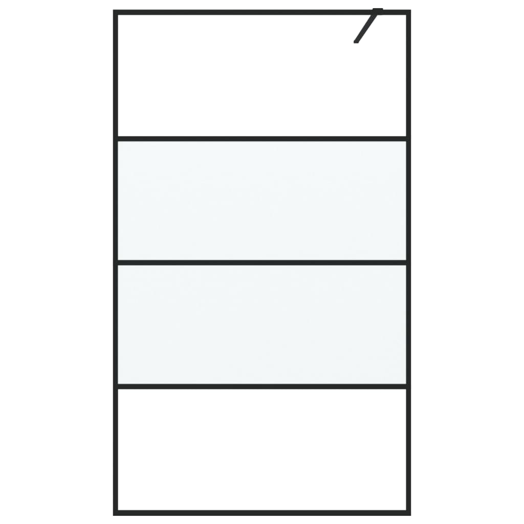 Shower screen for walk-in shower black 115x195 cm semi-matt ESG