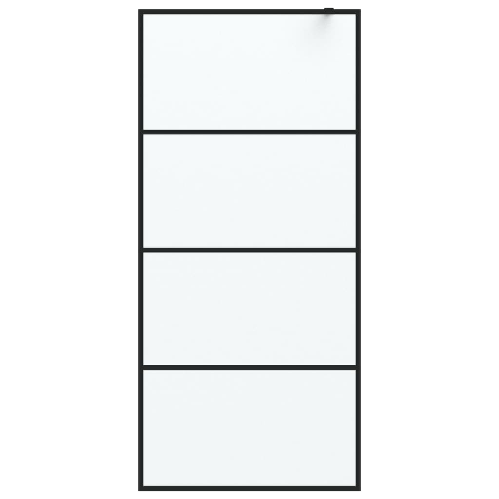 Shower screen for walk-in shower black 90x195cm matt tempered glass
