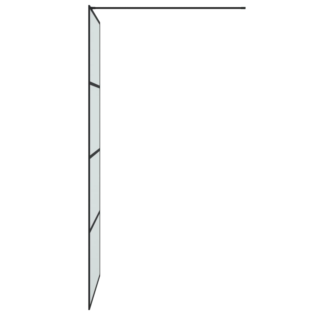 Shower screen for walk-in shower black 90x195cm matt tempered glass