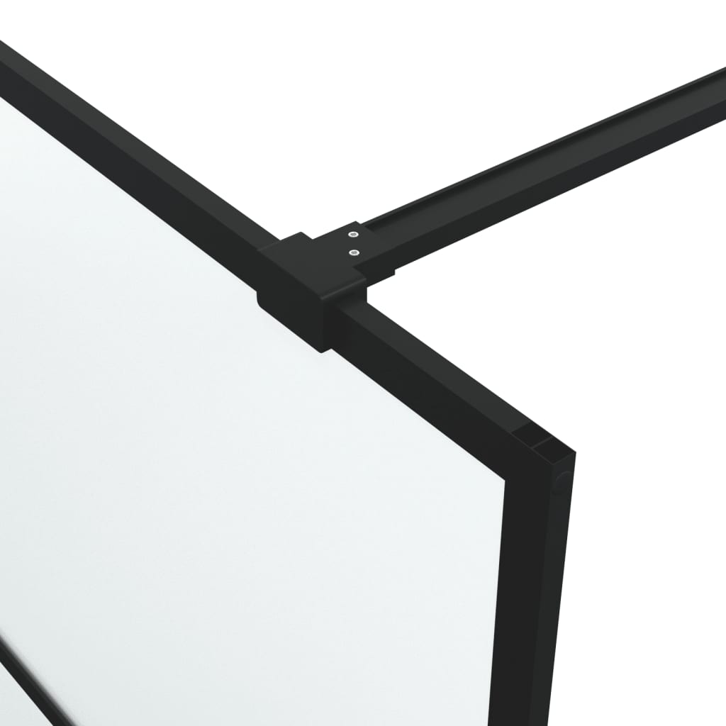 Shower screen for walk-in shower black 90x195cm matt tempered glass