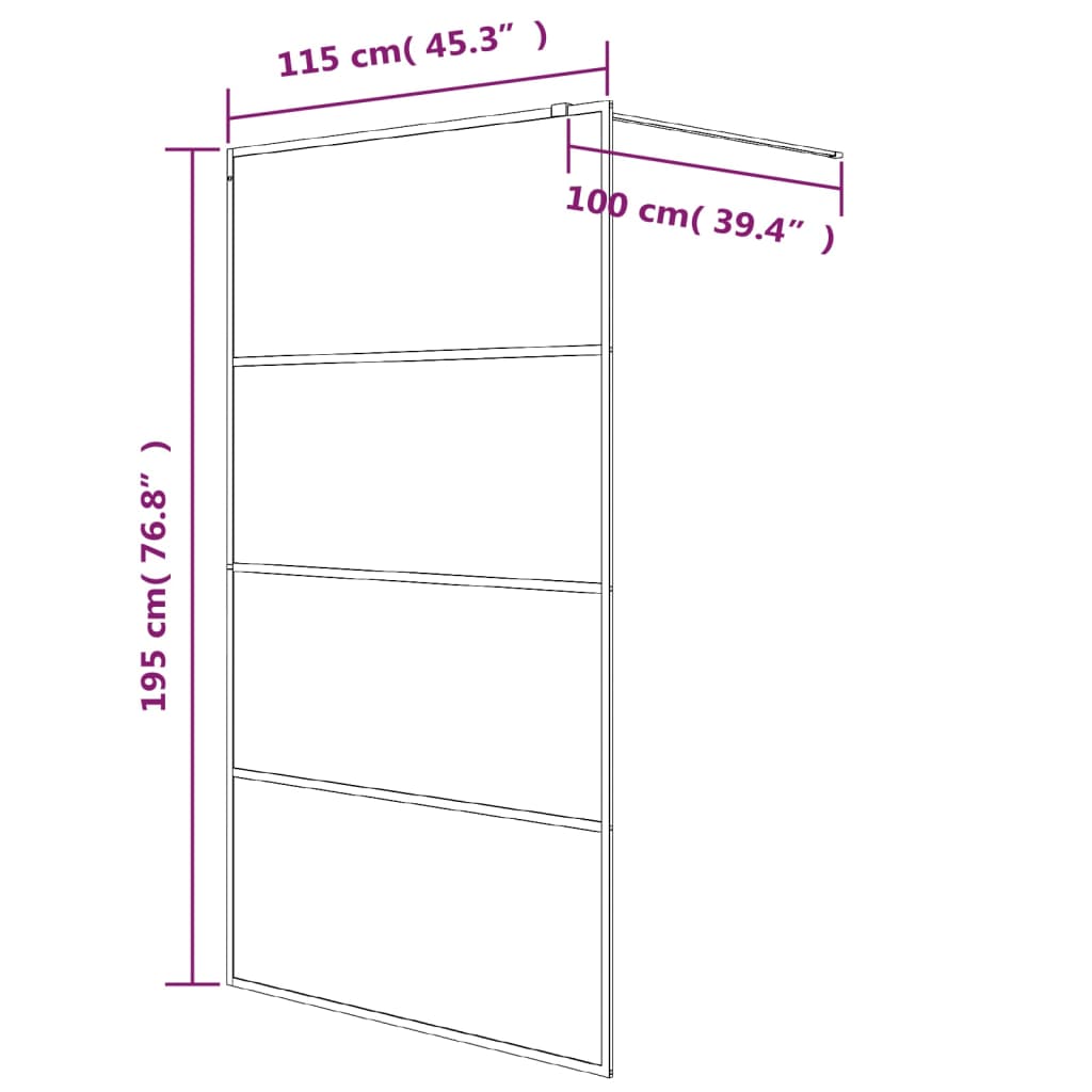 Duschwand für Begehbare Dusche Silbern 115x195 cm ESG-Klarglas