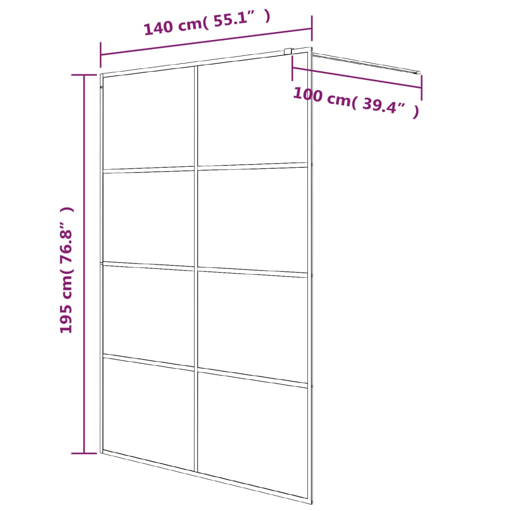 Shower screen for walk-in shower white 140x195 cm ESG clear glass