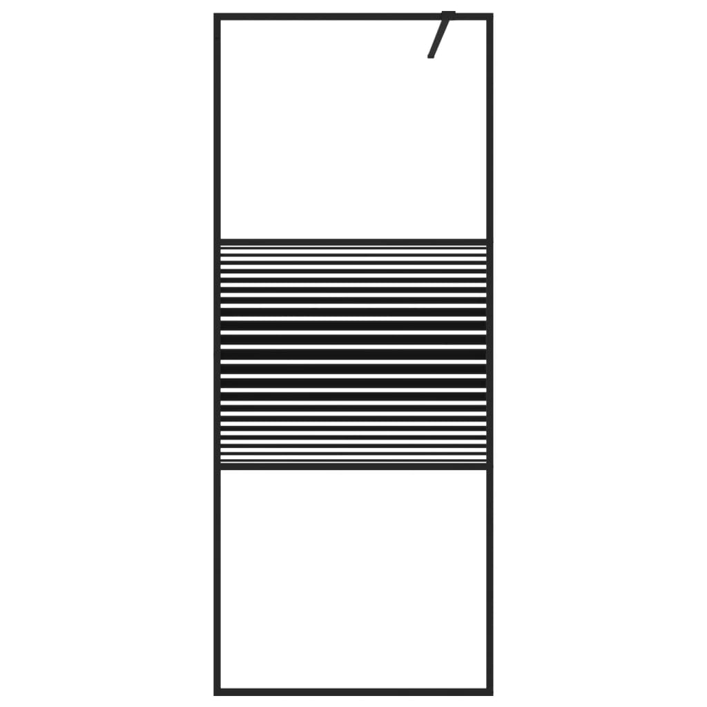 Shower screen for walk-in shower black 80x195 cm ESG glass clear