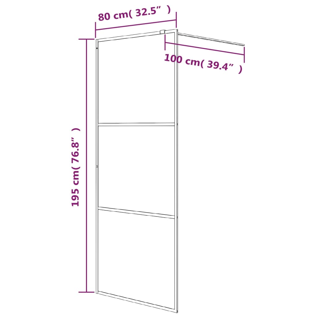 Shower screen for walk-in shower black 80x195 cm ESG glass clear