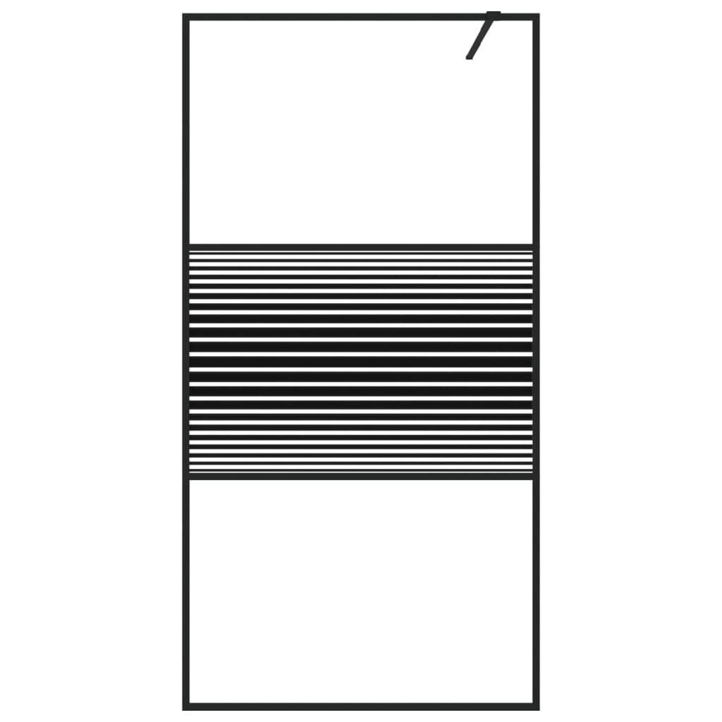 Shower screen for walk-in shower black 100x195 cm ESG glass clear