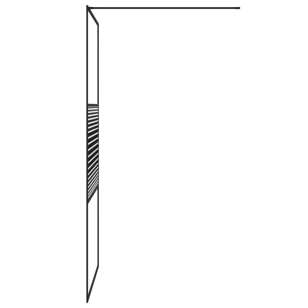 Shower screen for walk-in shower black 100x195 cm ESG glass clear