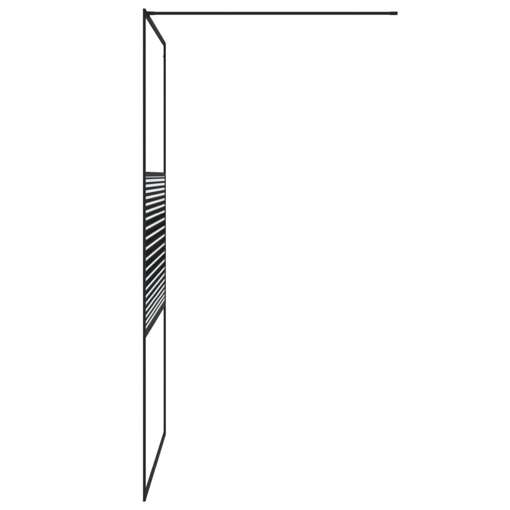Shower screen for walk-in shower black 115x195 cm ESG glass clear