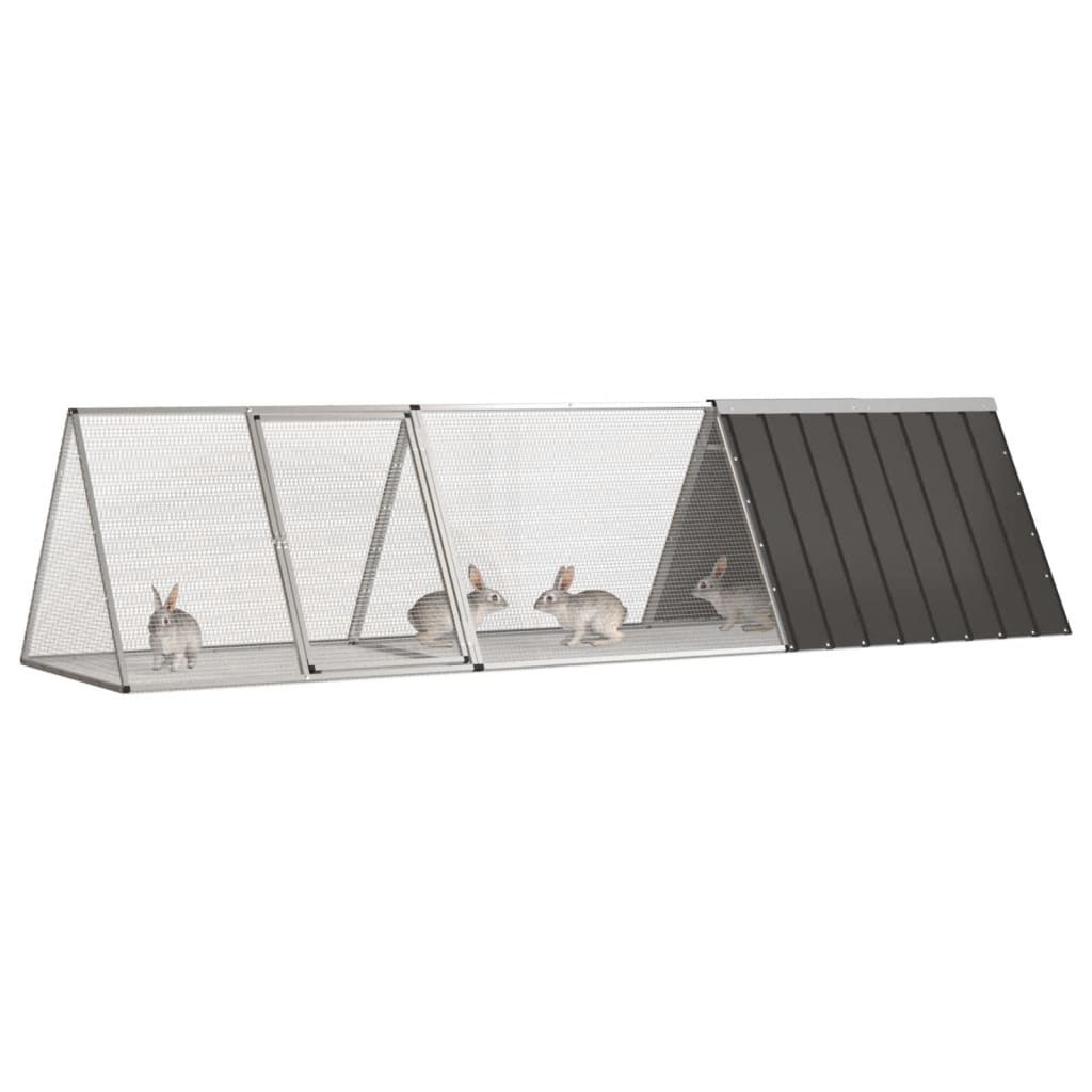 Kaninchenkäfig Anthrazit 302,5x80,5x71 cm Verzinkter Stahl