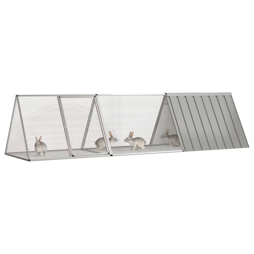 Kaninchenkäfig Grau 302,5x80,5x71 cm Verzinkter Stahl
