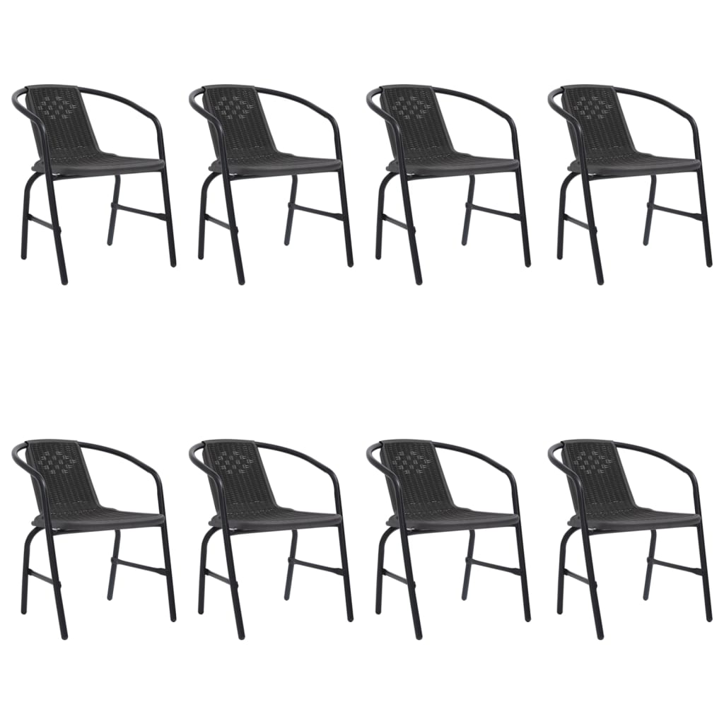 Garden chairs 8 pcs. Rattan look plastic and steel 110 kg