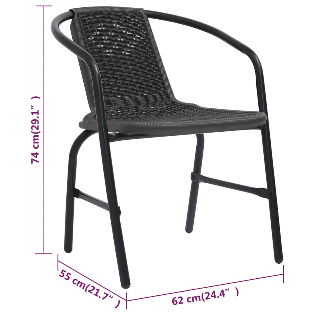 Garden chairs 8 pcs. Rattan look plastic and steel 110 kg