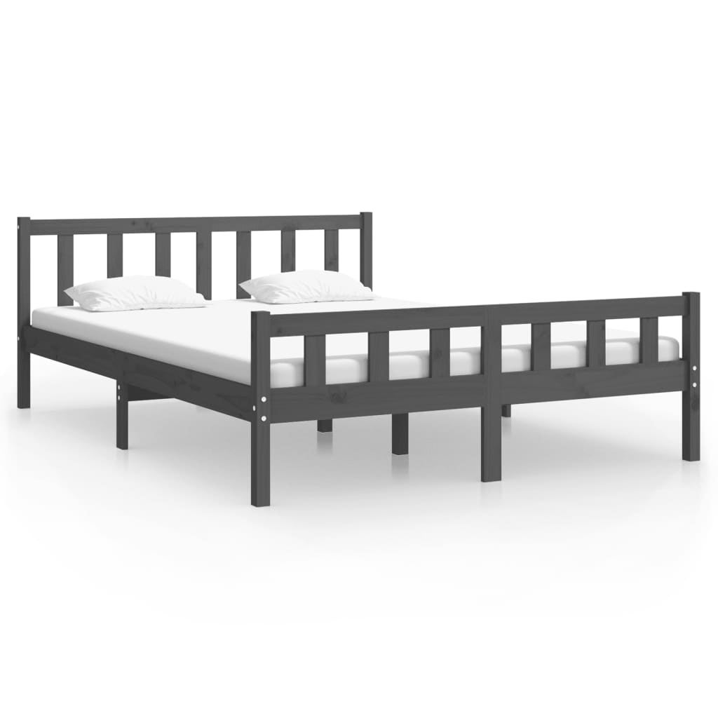 Massivholzbett Grau 150x200 cm