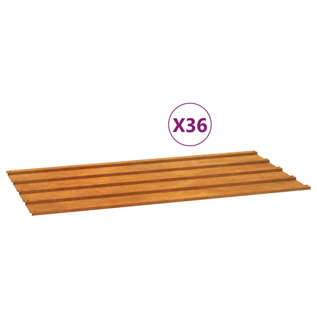 Dachplatten 12 Stk. Rostig 80x44 cm Cortenstahl