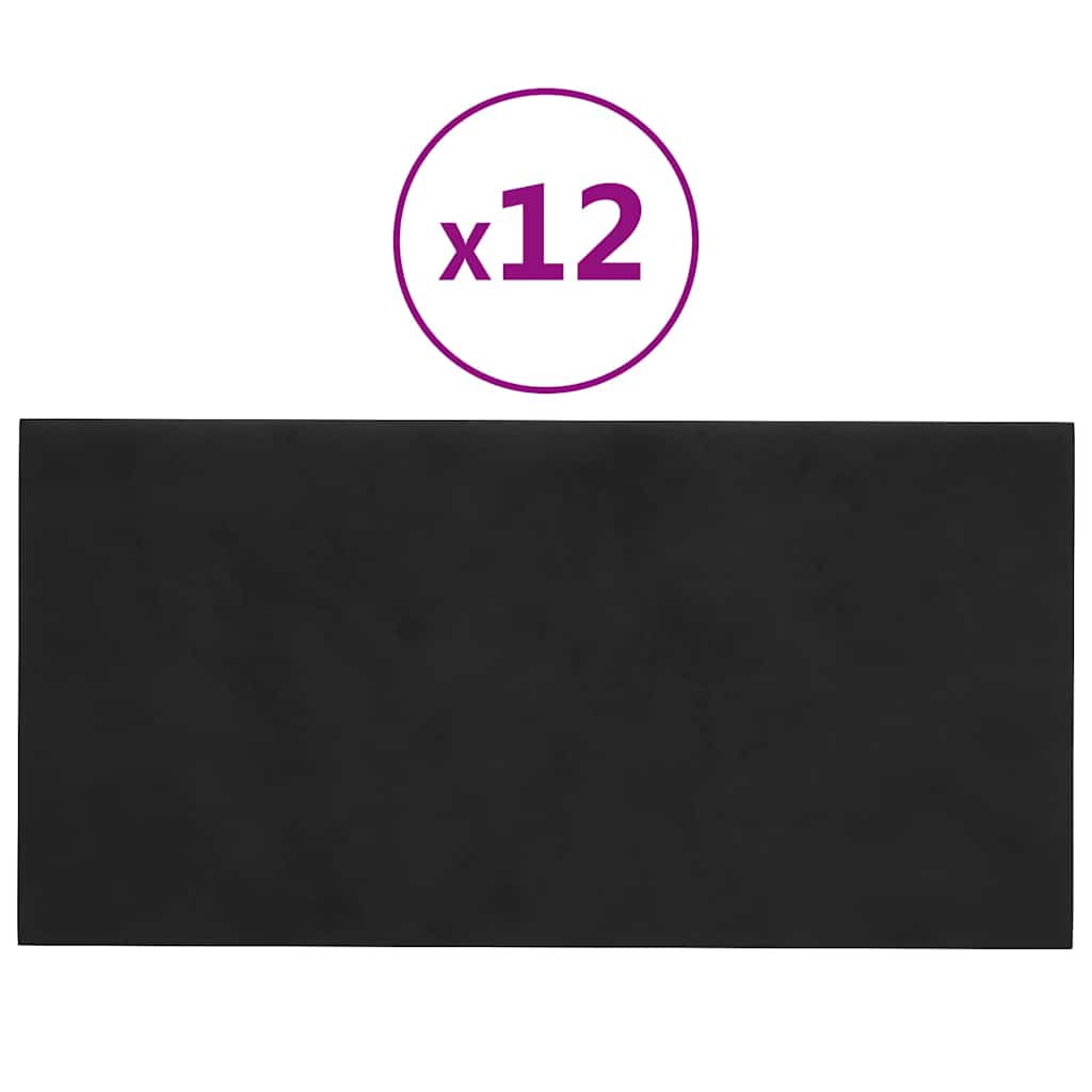 Wandpaneele 12 Stk. Schwarz 60x30 cm Samt 2,16 m²