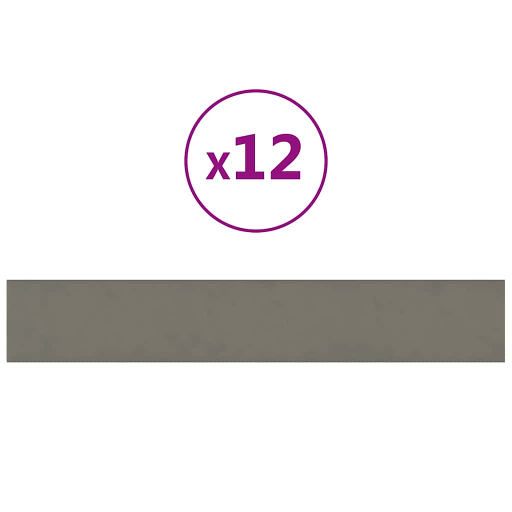 Wandpaneele 12 Stk. Hellgrau 90x15 cm Samt 1,62 m²