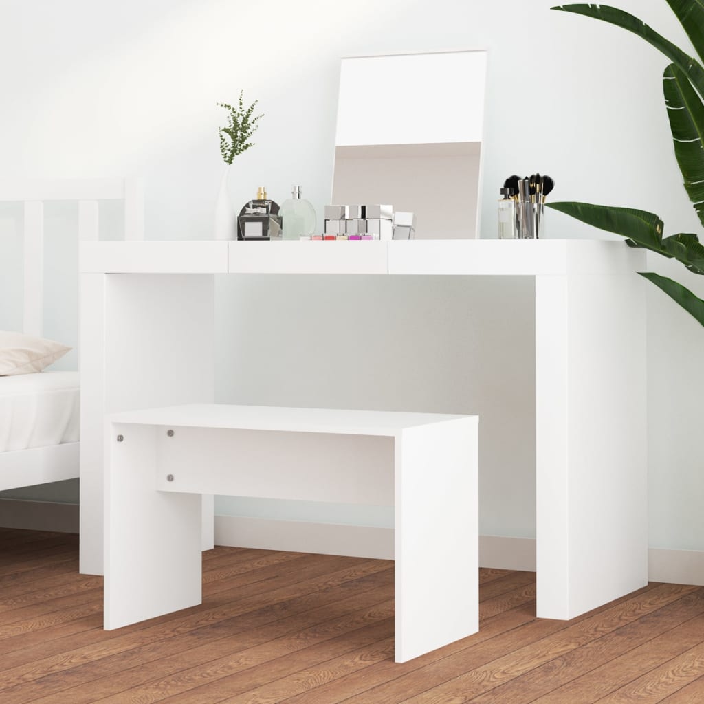 Vanity Stool White 70x35x45 cm Wood Material