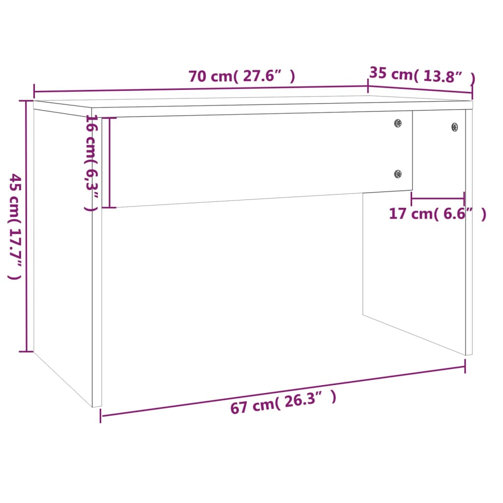 Vanity Stool White 70x35x45 cm Wood Material