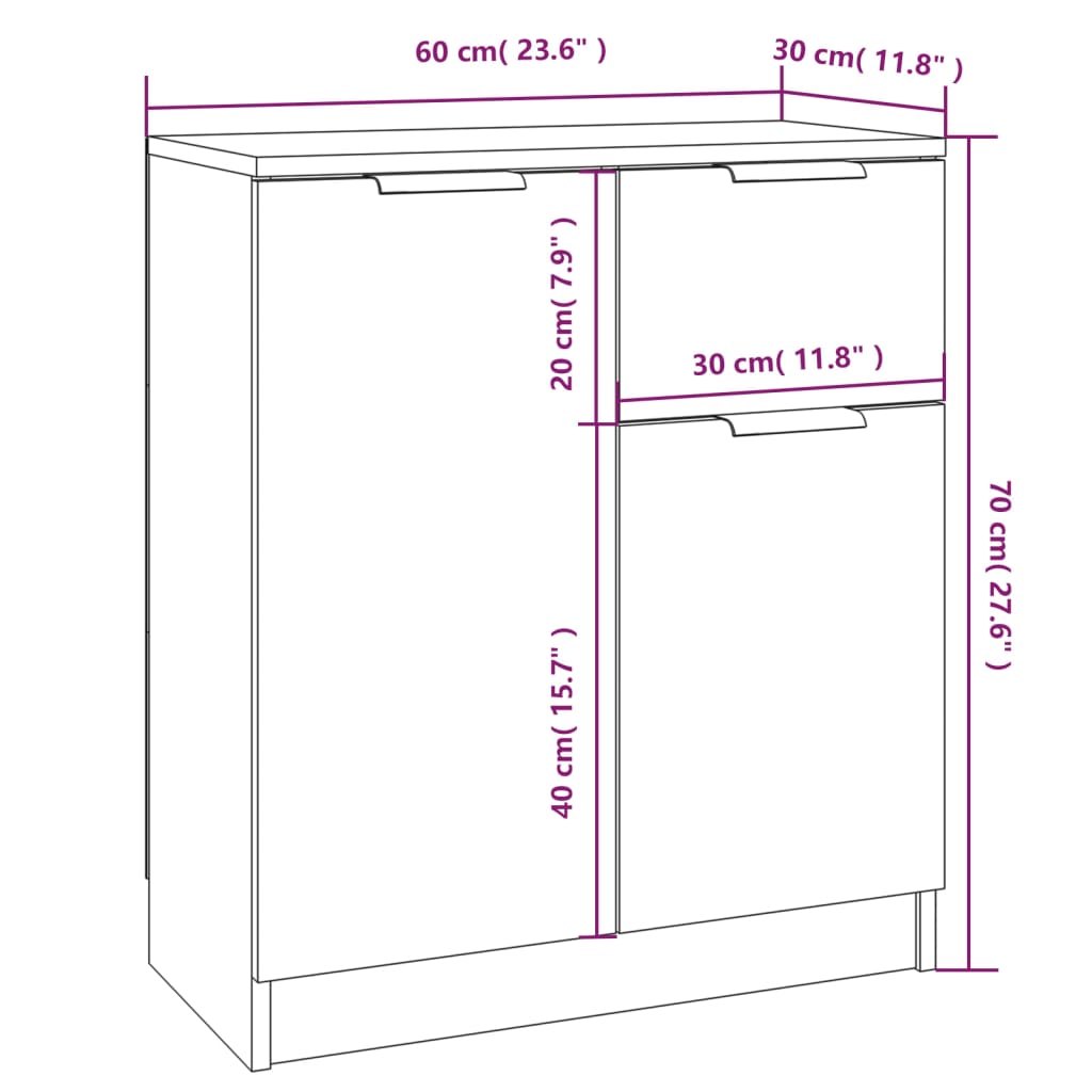 Sideboard Betongrau 60x30x70 cm Holzwerkstoff