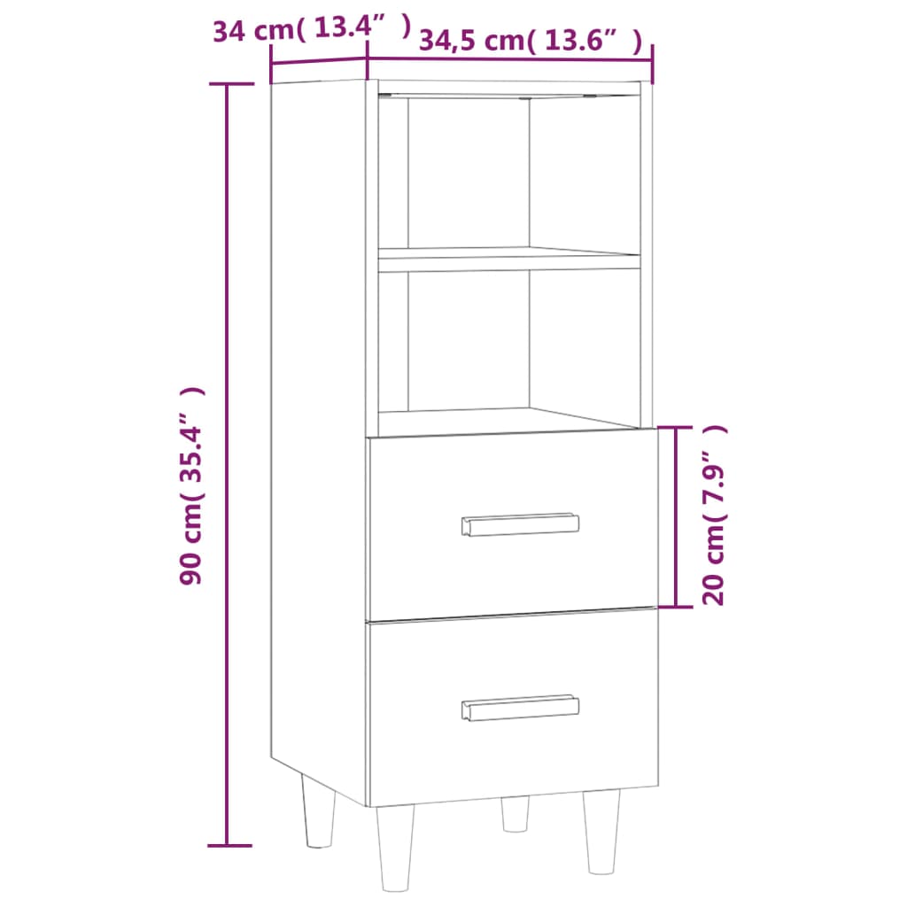 Sideboard Sonoma-Eiche 34,5x34x90 cm Holzwerkstoff