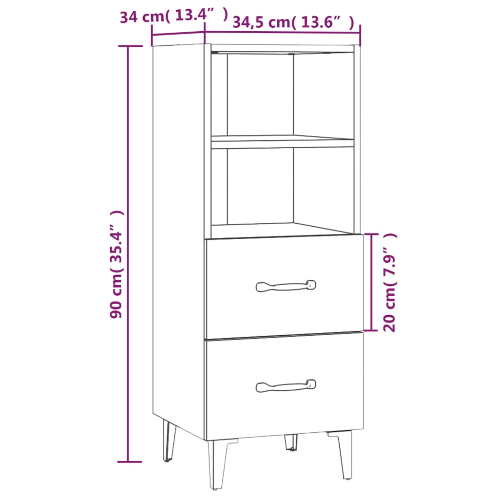 Sideboard Sonoma-Eiche 34,5x34x90 cm Holzwerkstoff