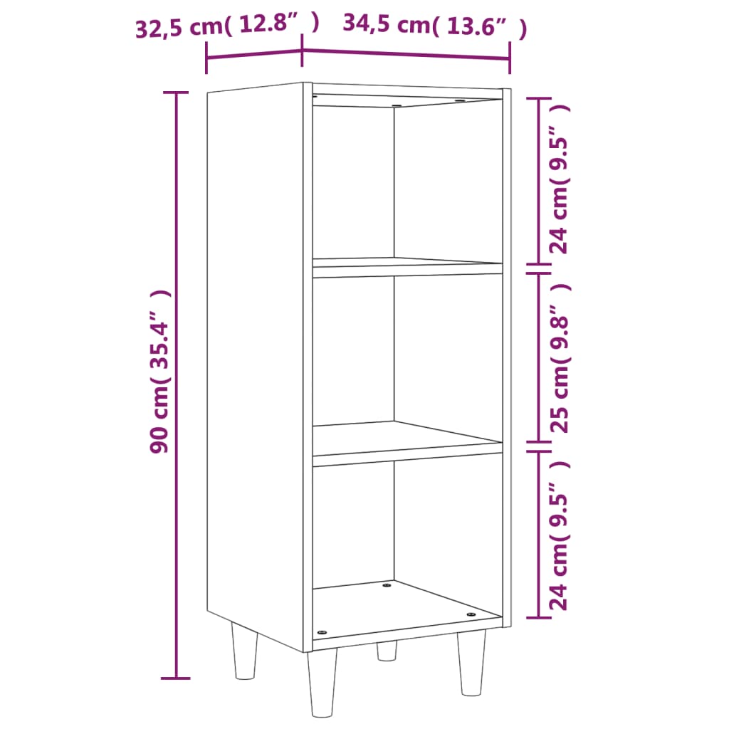 Sideboard Betongrau 34,5x32,5x90 cm Holzwerkstoff