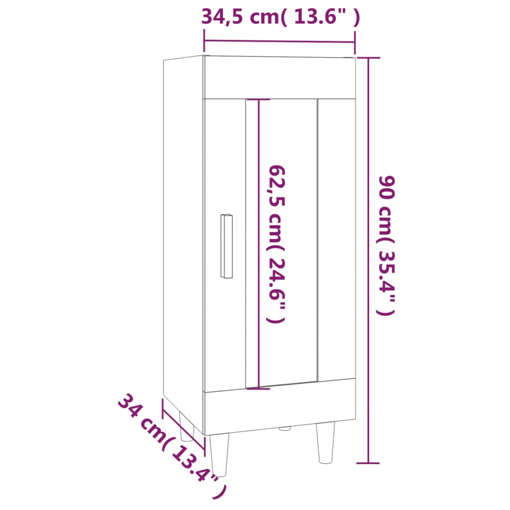 Sideboard Sonoma-Eiche 34,5x34x90 cm Holzwerkstoff