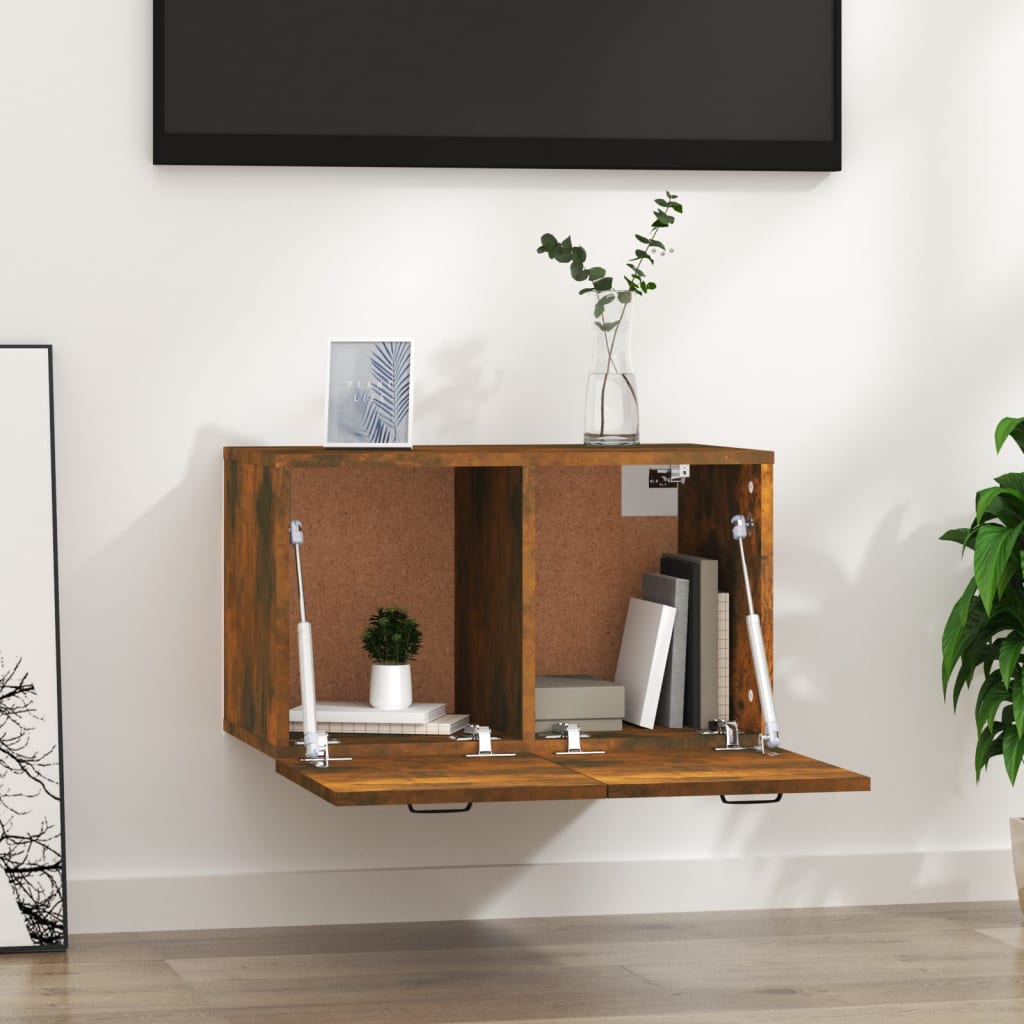 Wall Cabinet Smoked Oak 60x36.5x35 cm Wood Material