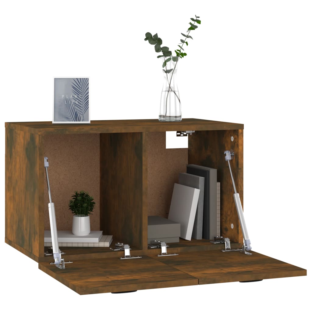 Wall Cabinet Smoked Oak 60x36.5x35 cm Wood Material