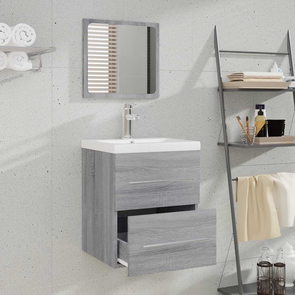 Badschrank mit Spiegel Grau Sonoma 41x38,5x48 cm