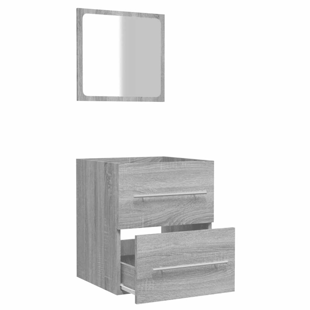 Badschrank mit Spiegel Grau Sonoma 41x38,5x48 cm