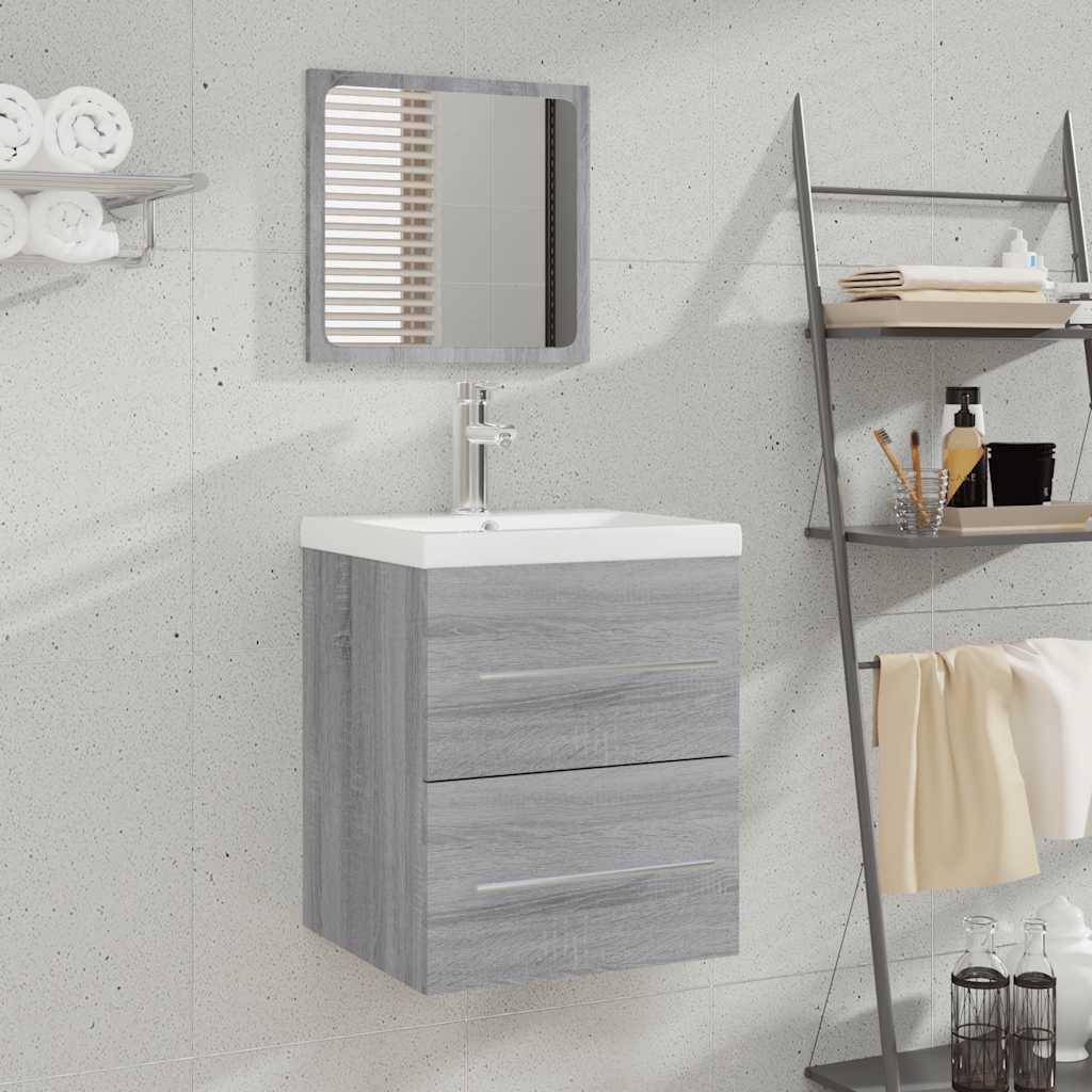 Badschrank mit Spiegel Grau Sonoma 41x38,5x48 cm