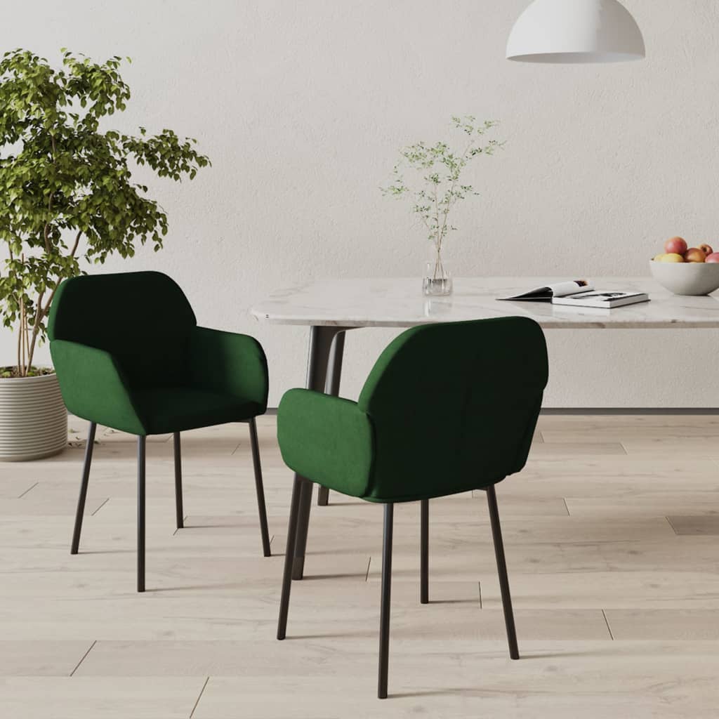 Esszimmerstühle 2 Stk. Dunkelgrün Samt