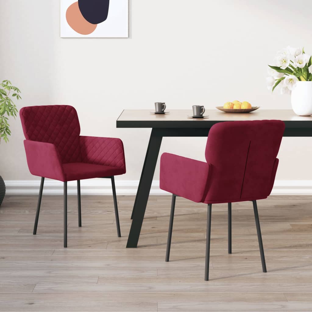 Esszimmerstühle 2 Stk. Weinrot Samt