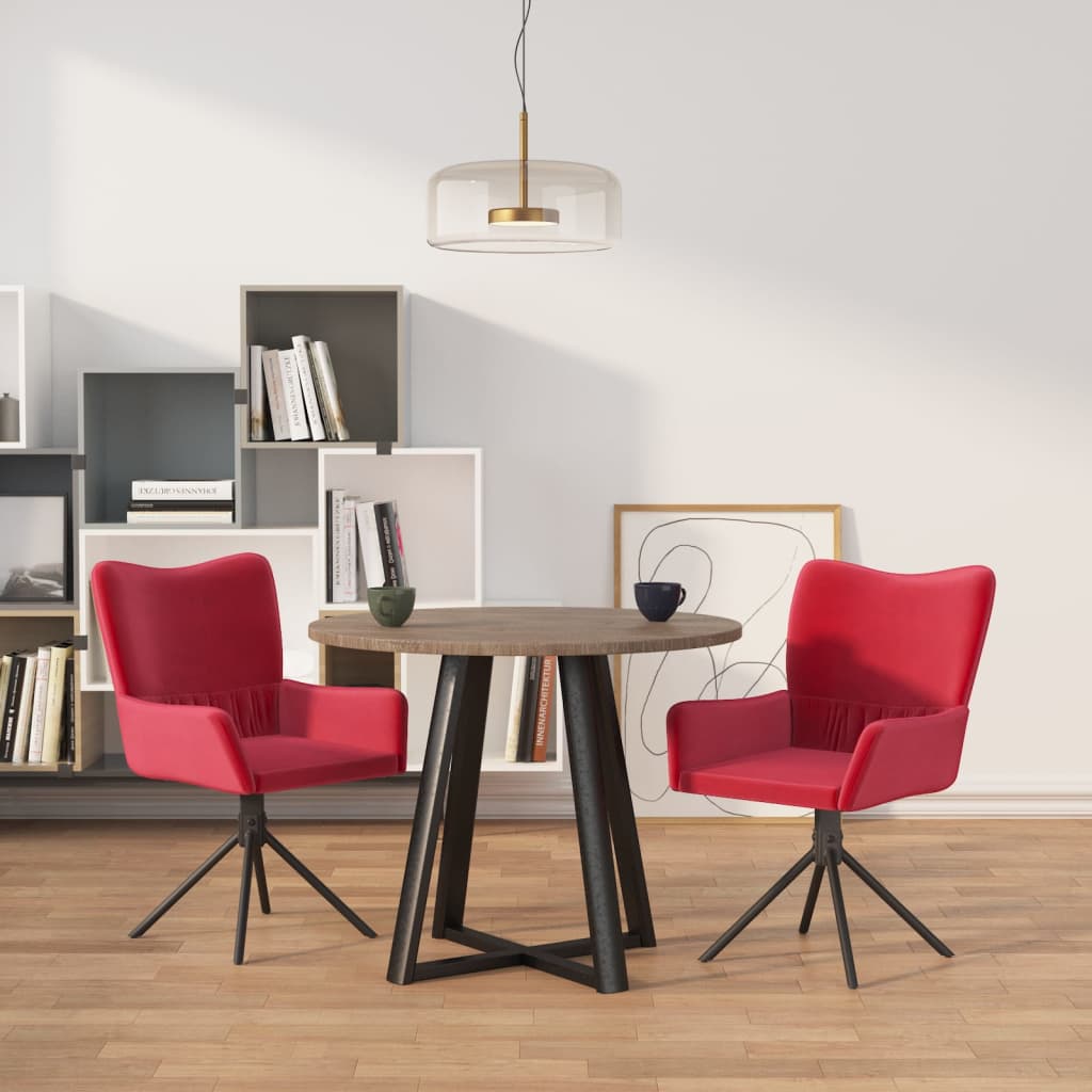 Dining Chairs 2 pcs. Swivel Wine Red Velvet