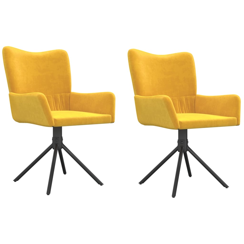 Dining Chairs 2 pcs. Swivel Yellow Velvet
