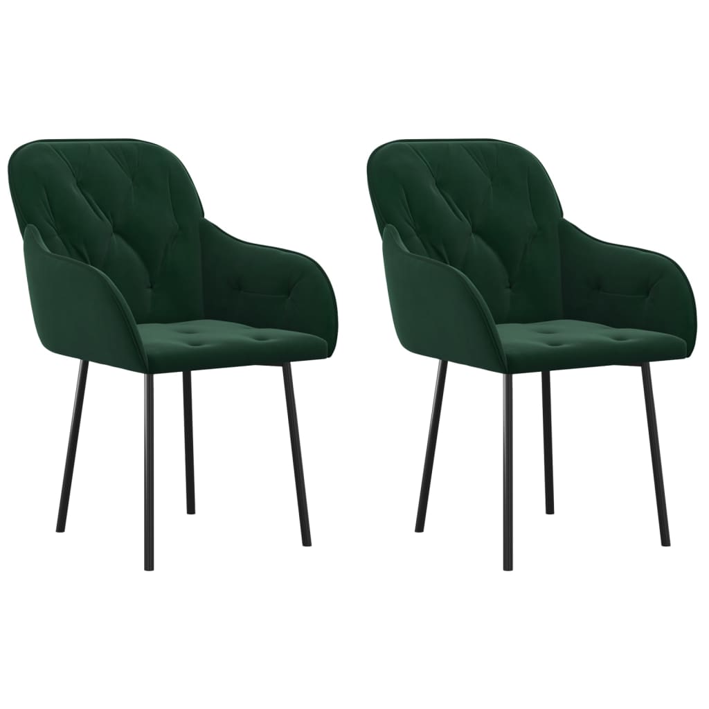 Dining Chairs 2 pcs. Dark Green Velvet