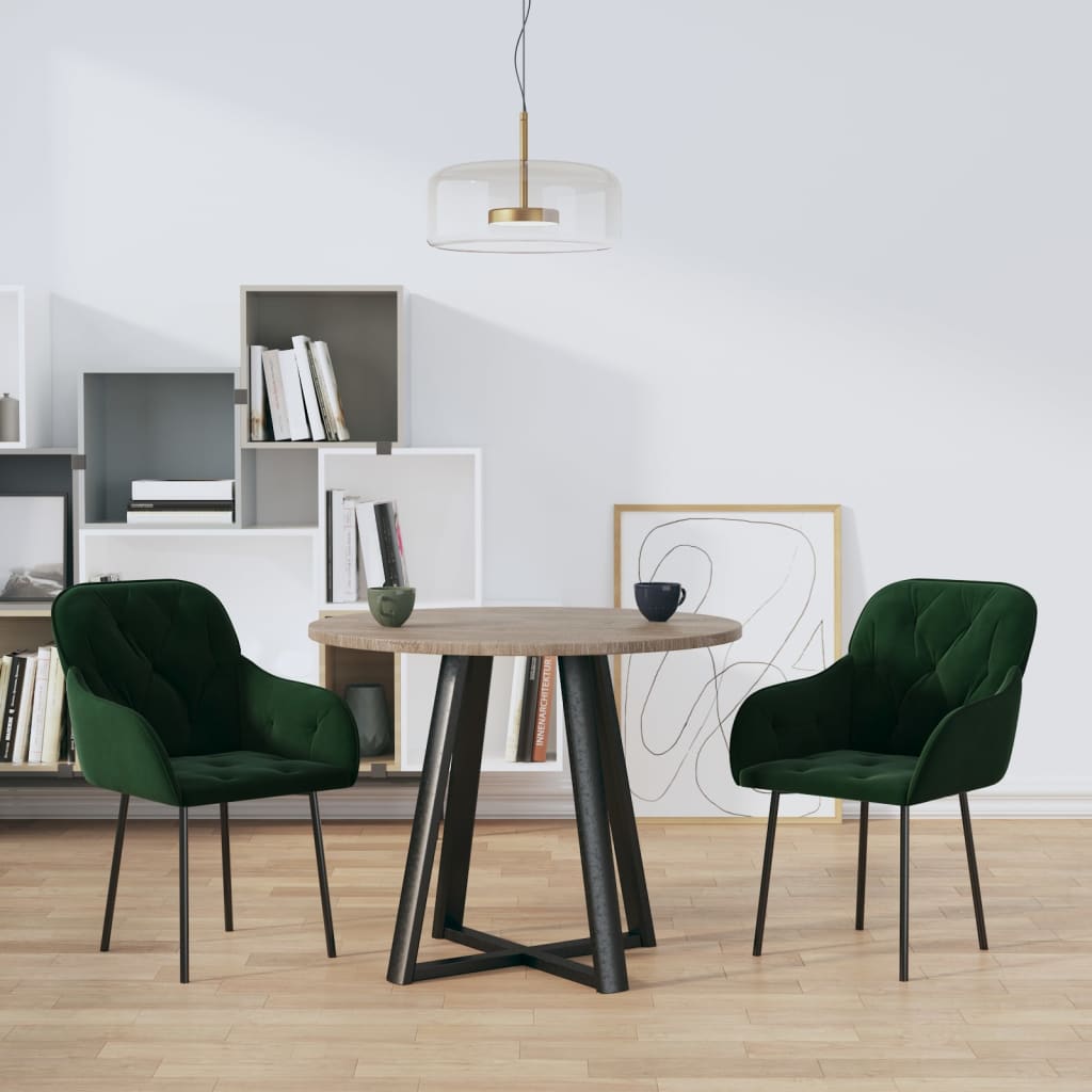 Dining Chairs 2 pcs. Dark Green Velvet