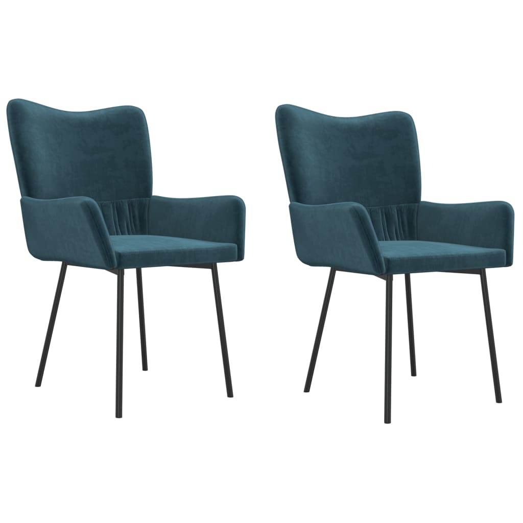 Dining Chairs 2 pcs. Blue Velvet