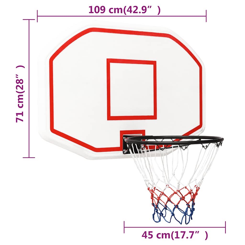 Basketball Hoop White 109x71x3 cm Polyethylene