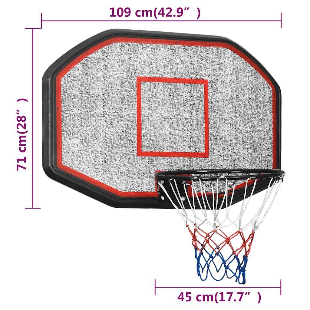 Basketball Hoop Black 109x71x3 cm Polyethylene