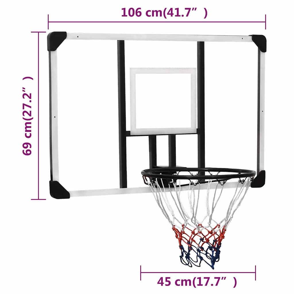Basketball Hoop Transparent 106x69x3 cm Polycarbonate