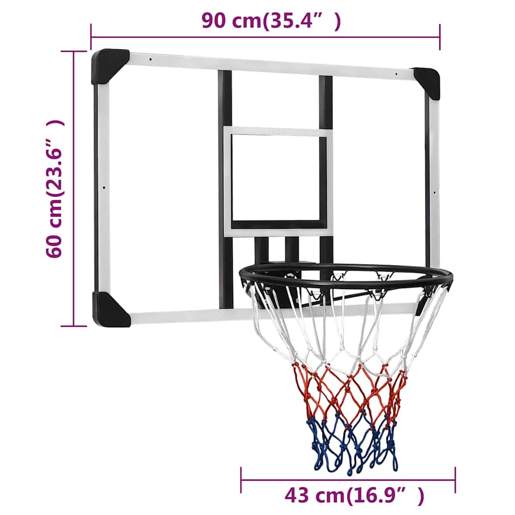 Basketball Hoop Transparent 90x60x2.5 cm Polycarbonate
