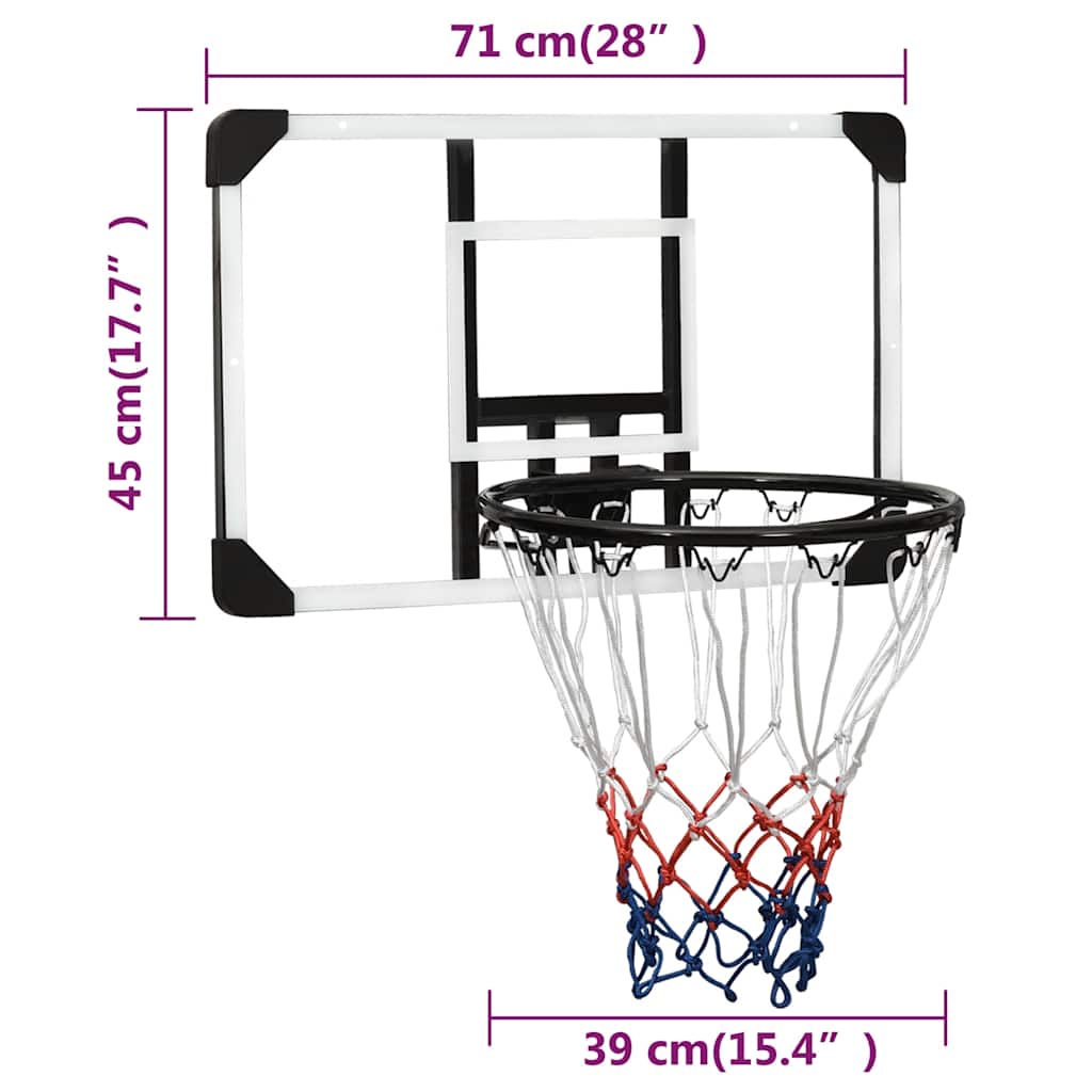 Basketball Hoop Transparent 71x45x2.5 cm Polycarbonate