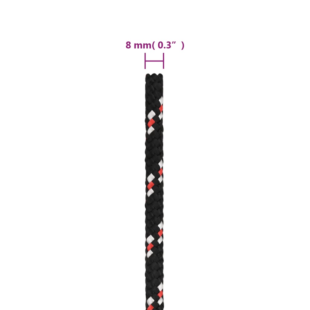 Boat rope black 8 mm 25 m polypropylene