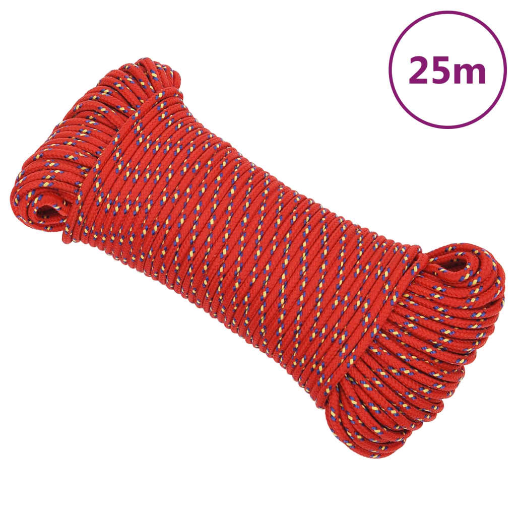 Boat rope red 4 mm 25 m polypropylene