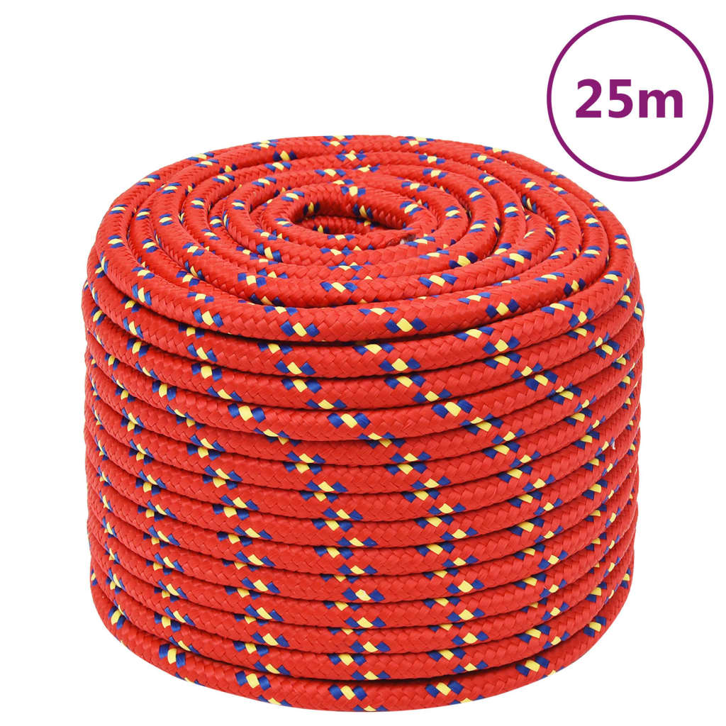 Boat rope red 14 mm 25 m polypropylene