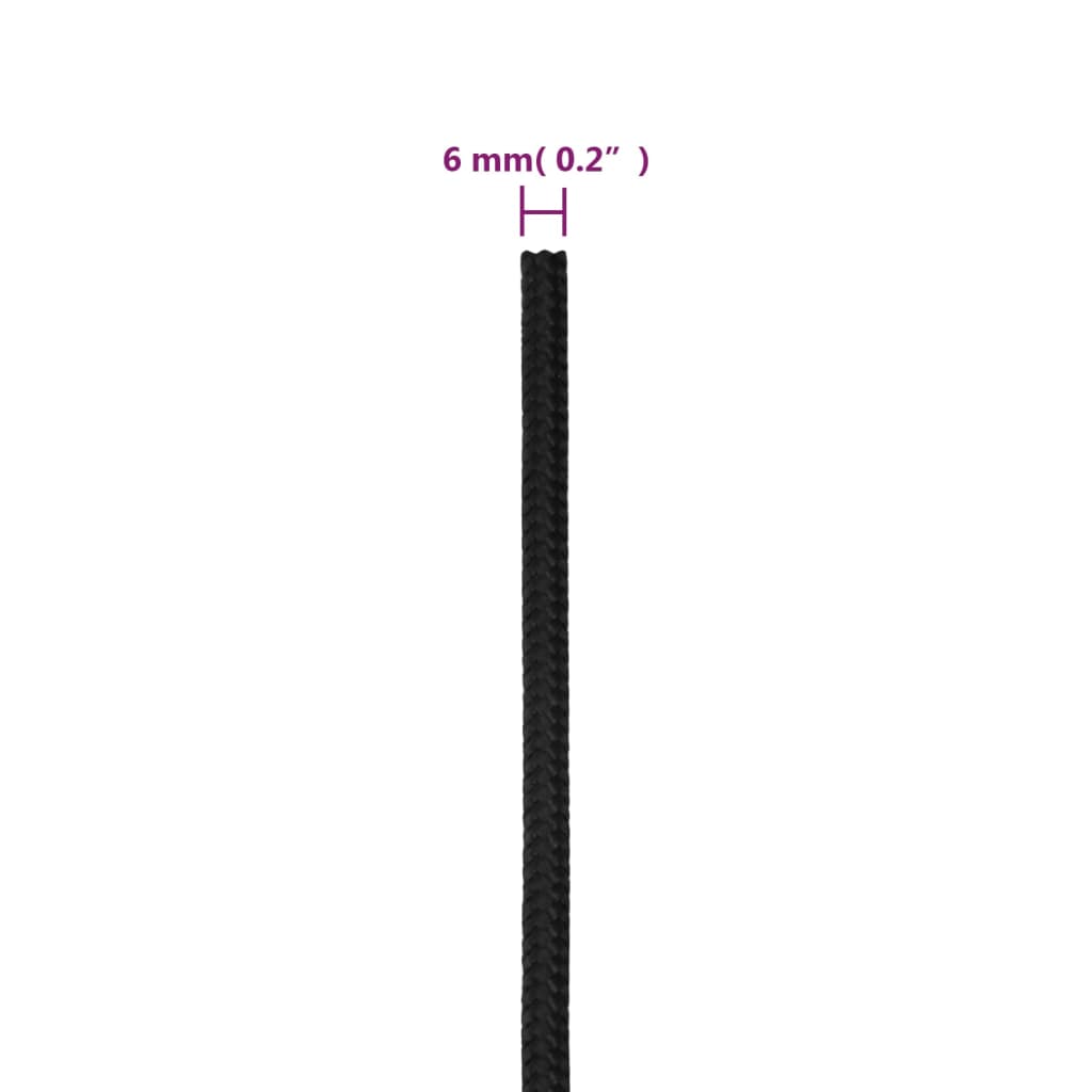 Boat rope black 6 mm 50 m polypropylene