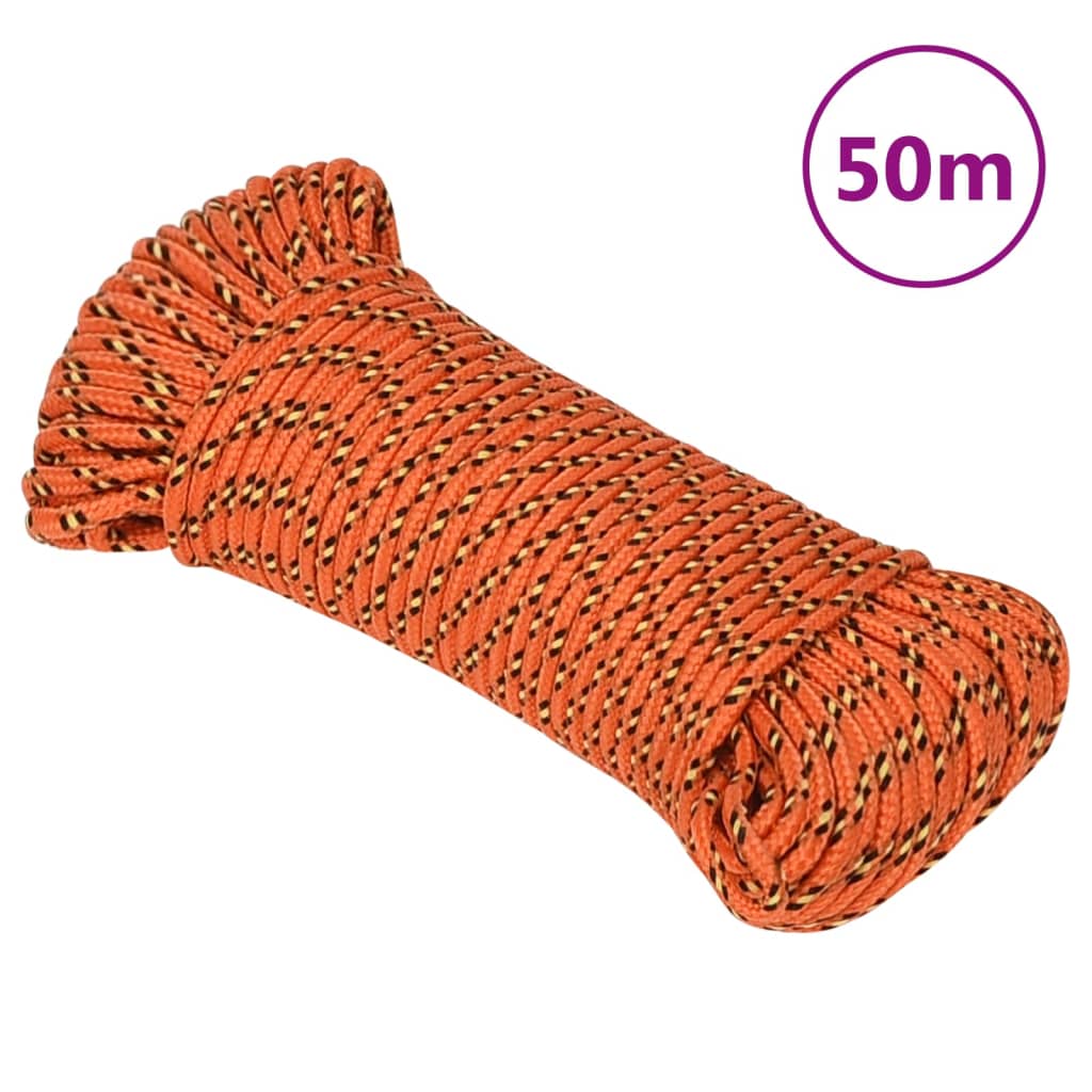 Boat rope orange 5 mm 50 m polypropylene