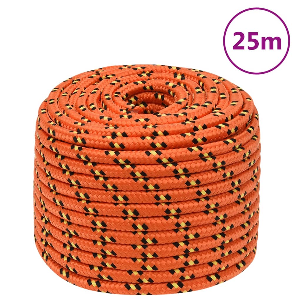 Boat rope orange 14 mm 25 m polypropylene
